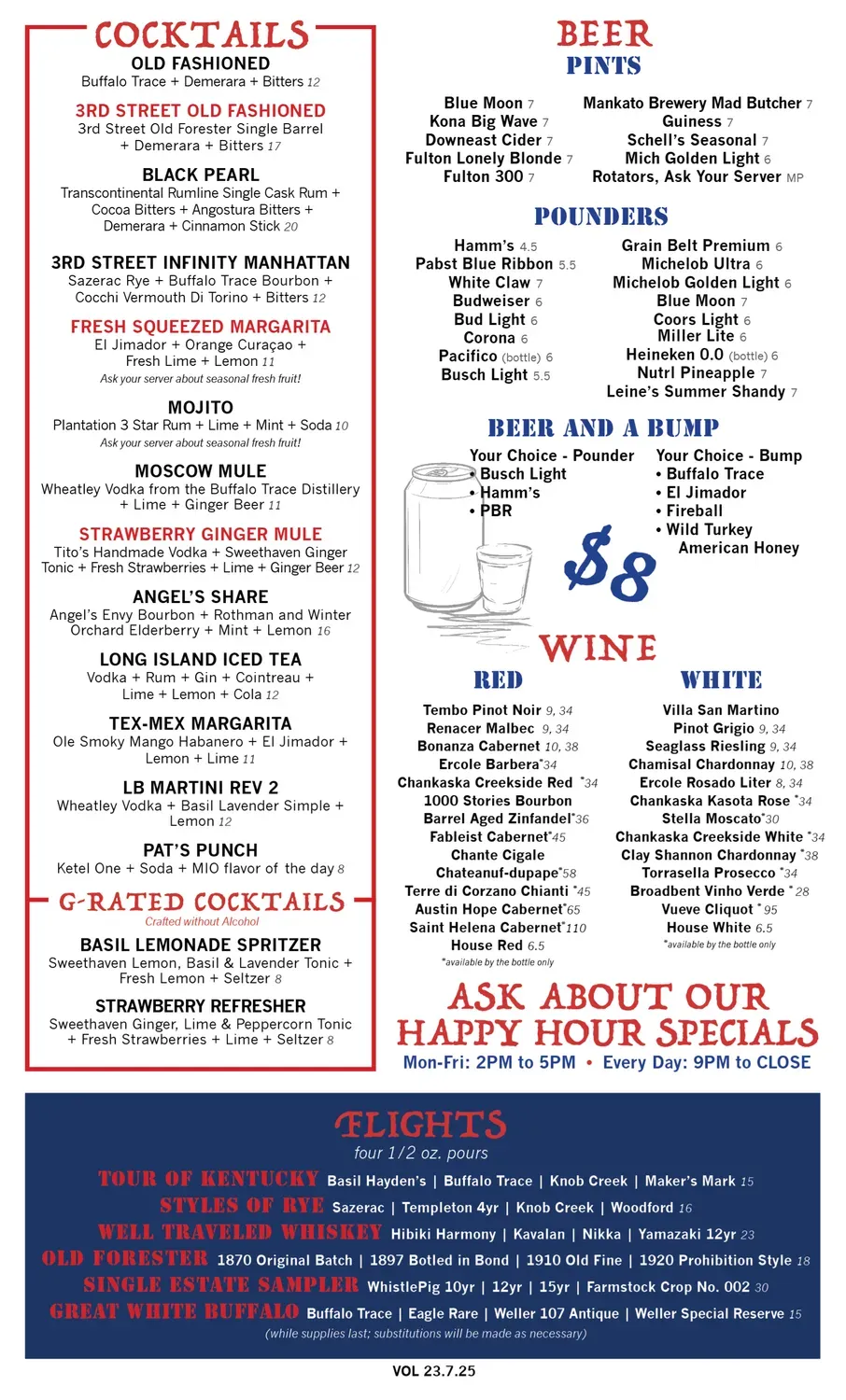 3rd Street Tavern Menu - Updated October 2025