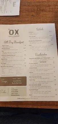The Ox Cafe & Bakery Menu - Updated October 2025