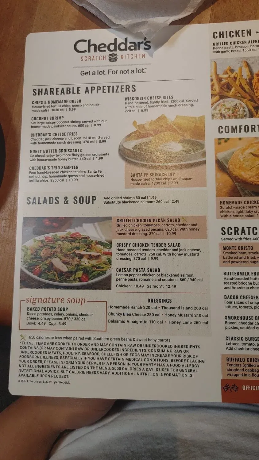 Cheddar's Scratch Kitchen Menu - Updated October 2025