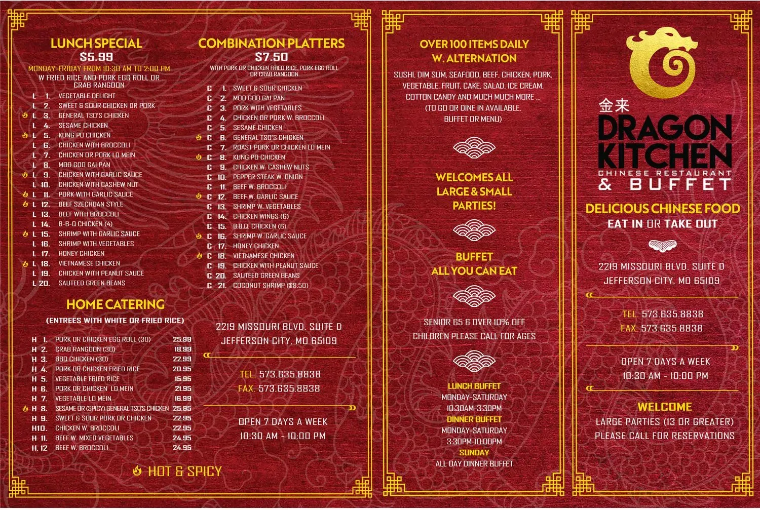 Dragon Kitchen Menu - Updated October 2025