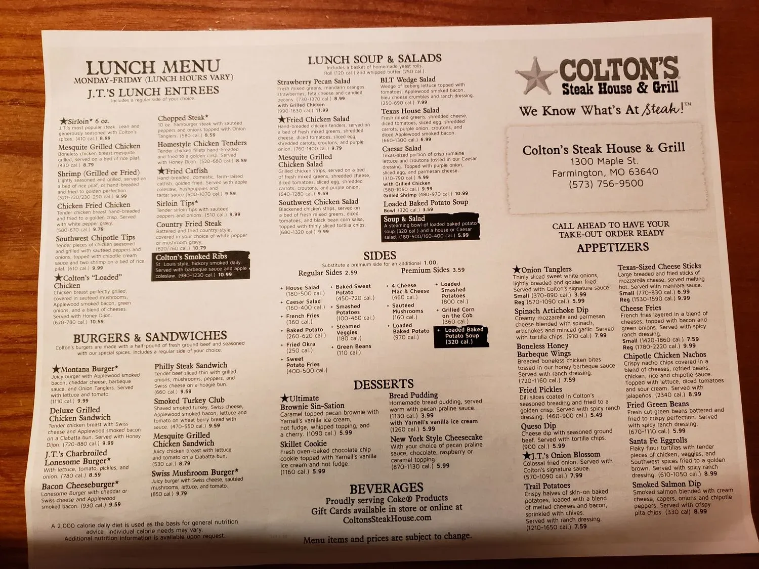 Colton's Steak House & Grill Menu - Updated October 2025