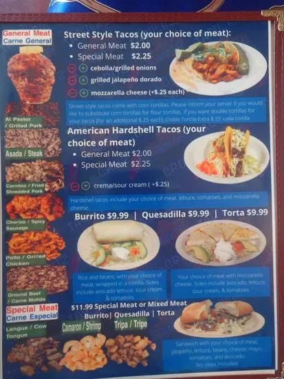 Taqueria Santa Cruz LLC Menu Sedalia MO Checkle