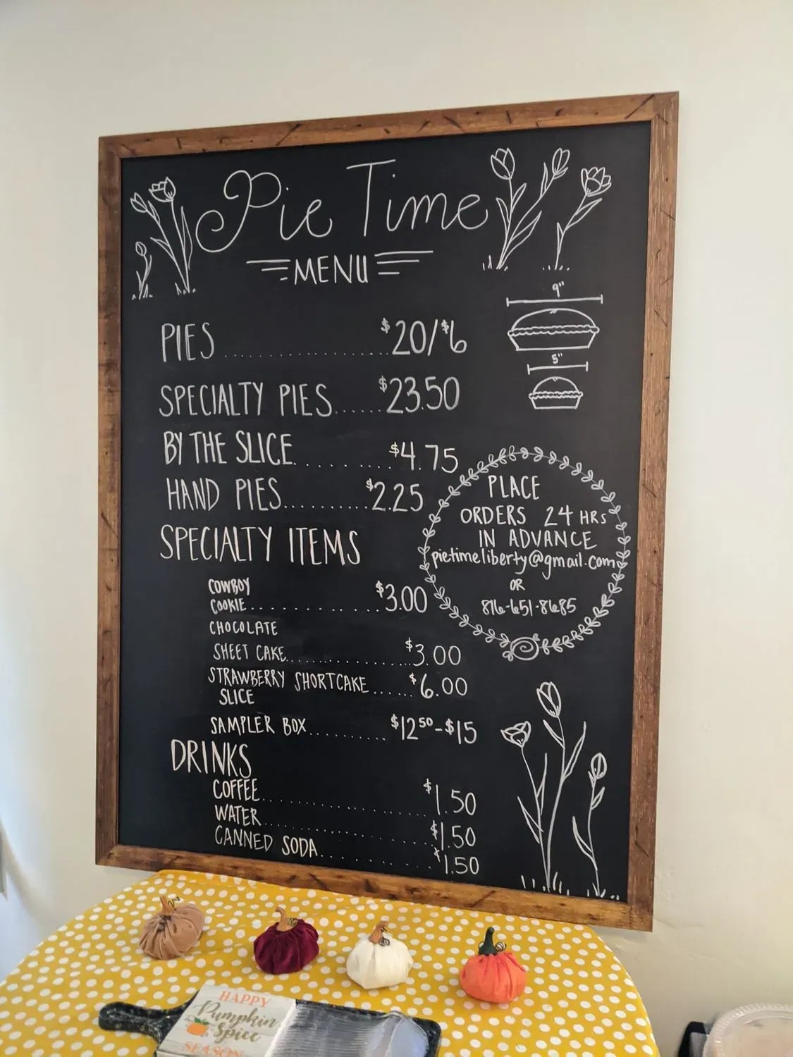 Pie Time Menu - Updated October 2025