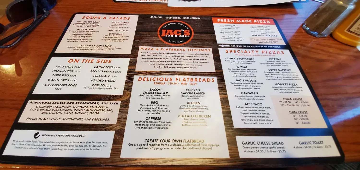 Jac's Bar & Grill Menu - Updated October 2025