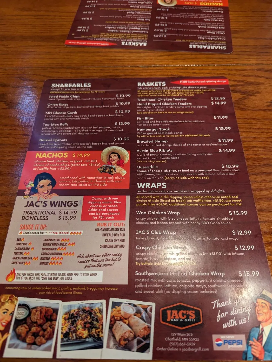 Jac's Bar & Grill Menu - Updated October 2025