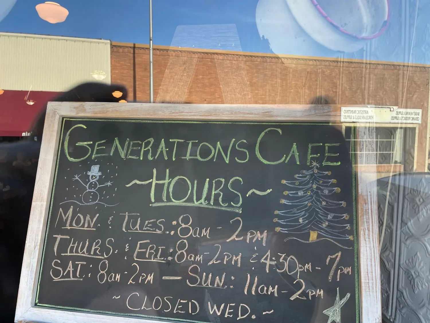 Generations Cafe Menu - Updated October 2025