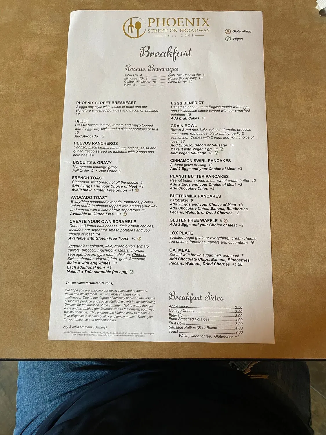 Phoenix Street on Broadway Menu - Updated October 2025