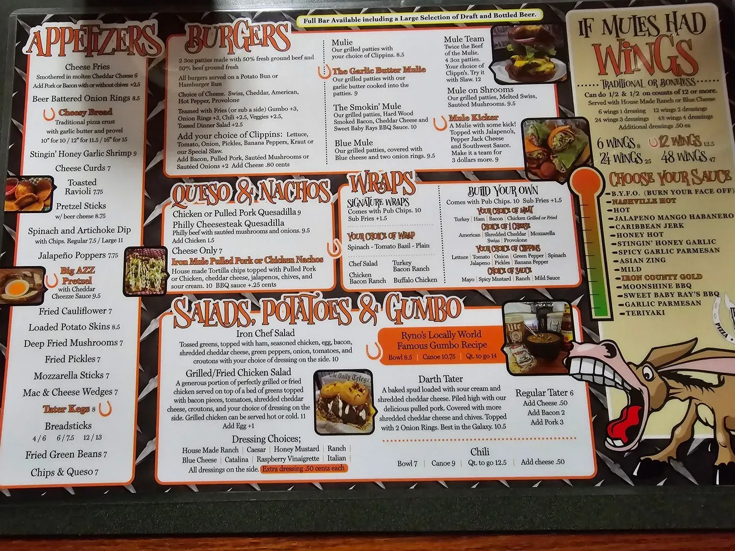 The Iron Mule Menu - Updated October 2025