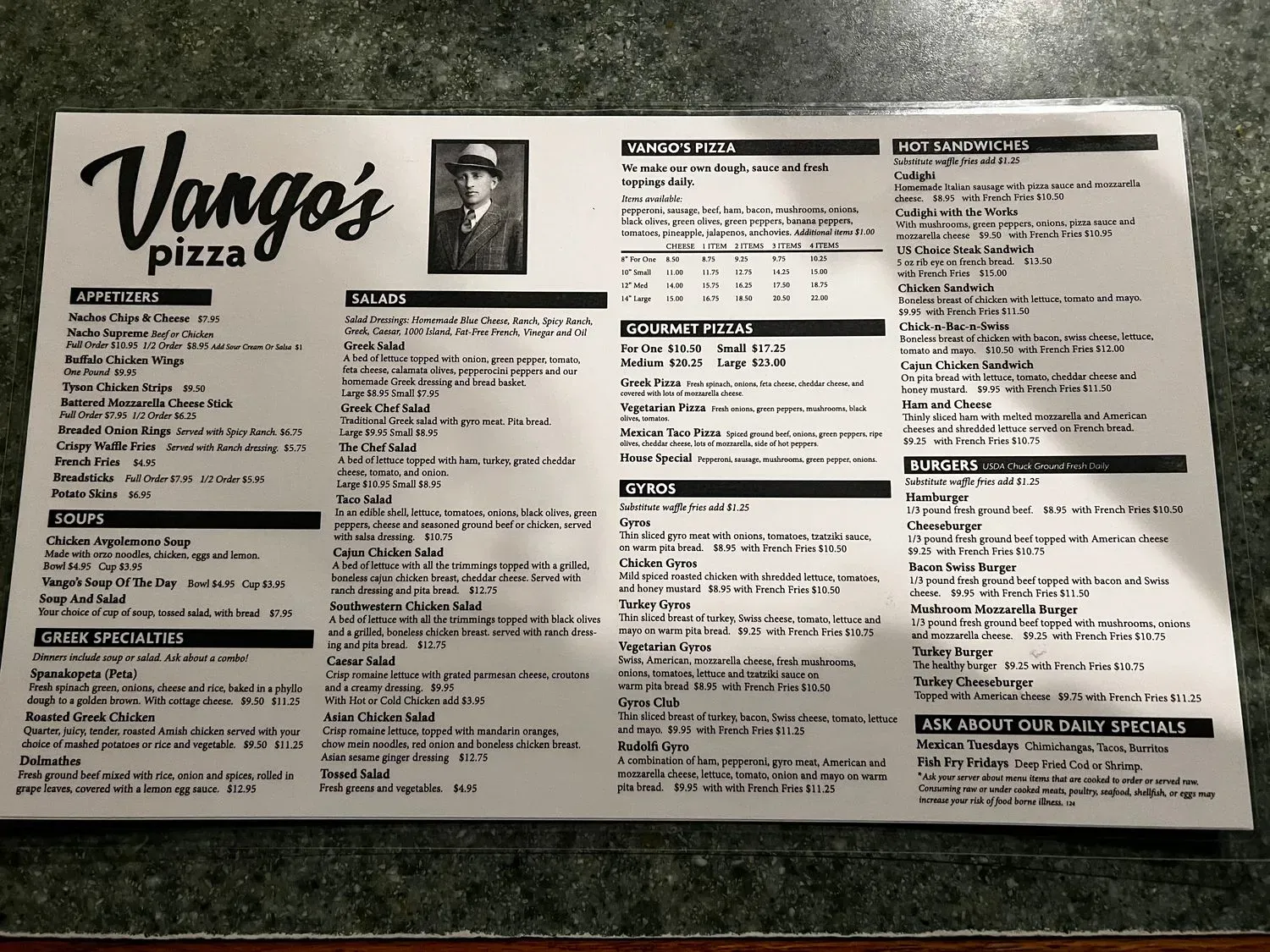 Vango's Pizza & Cocktail Lounge Menu - Updated October 2025