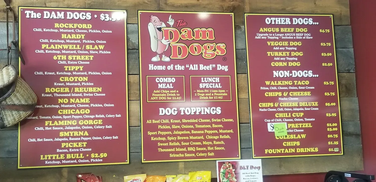 Dam Dogs Menu - Updated October 2025