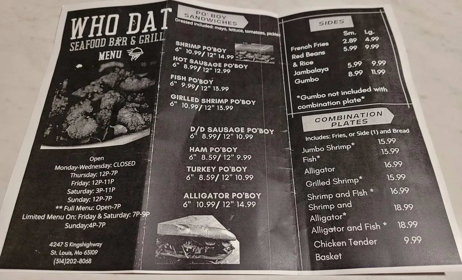 Who Dat Southern Food Bar and Grill Menu - Updated October 2025