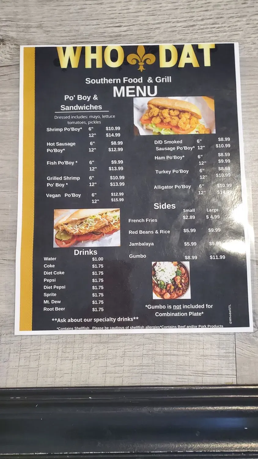 Who Dat Southern Food Bar and Grill Menu - Updated October 2025