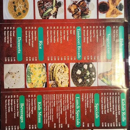 Tandoori Kabab Menu Voorhees, NJ Checkle