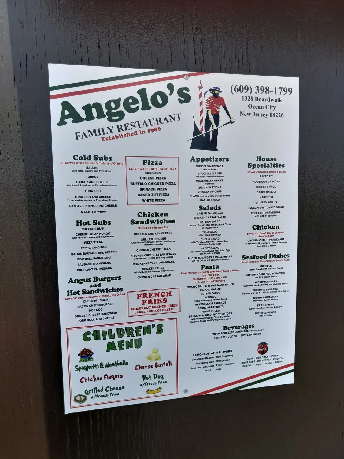 Angelo's Pizza Menu - Updated October 2025