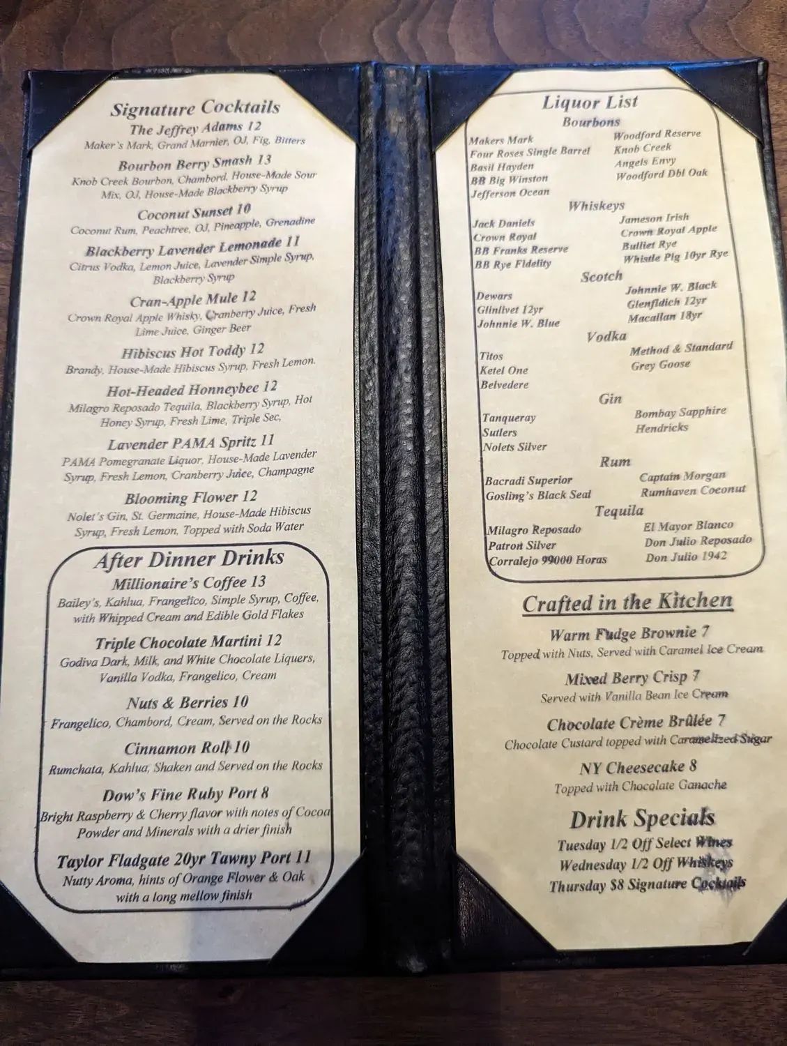 Jeffrey Adams on Fourth Menu - Updated October 2025