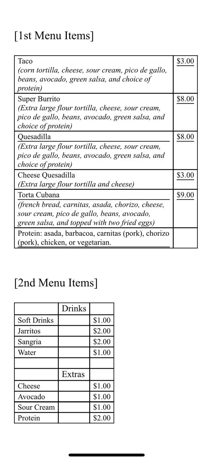 Menu 2