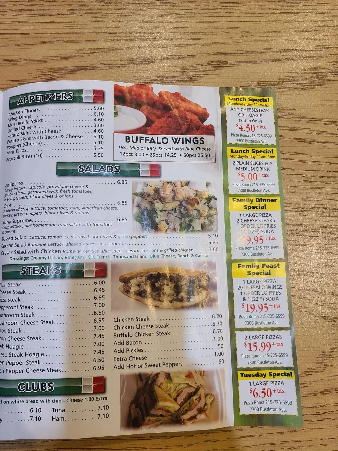 Pizza Roma Menu - Updated October 2025