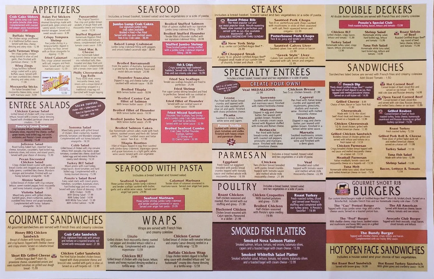 Ponzio's Diner-Bakery-Bar Menu - Updated October 2025