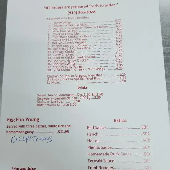Phenix Chinese Restaurant 2 Menu Saint Pauls, NC Checkle