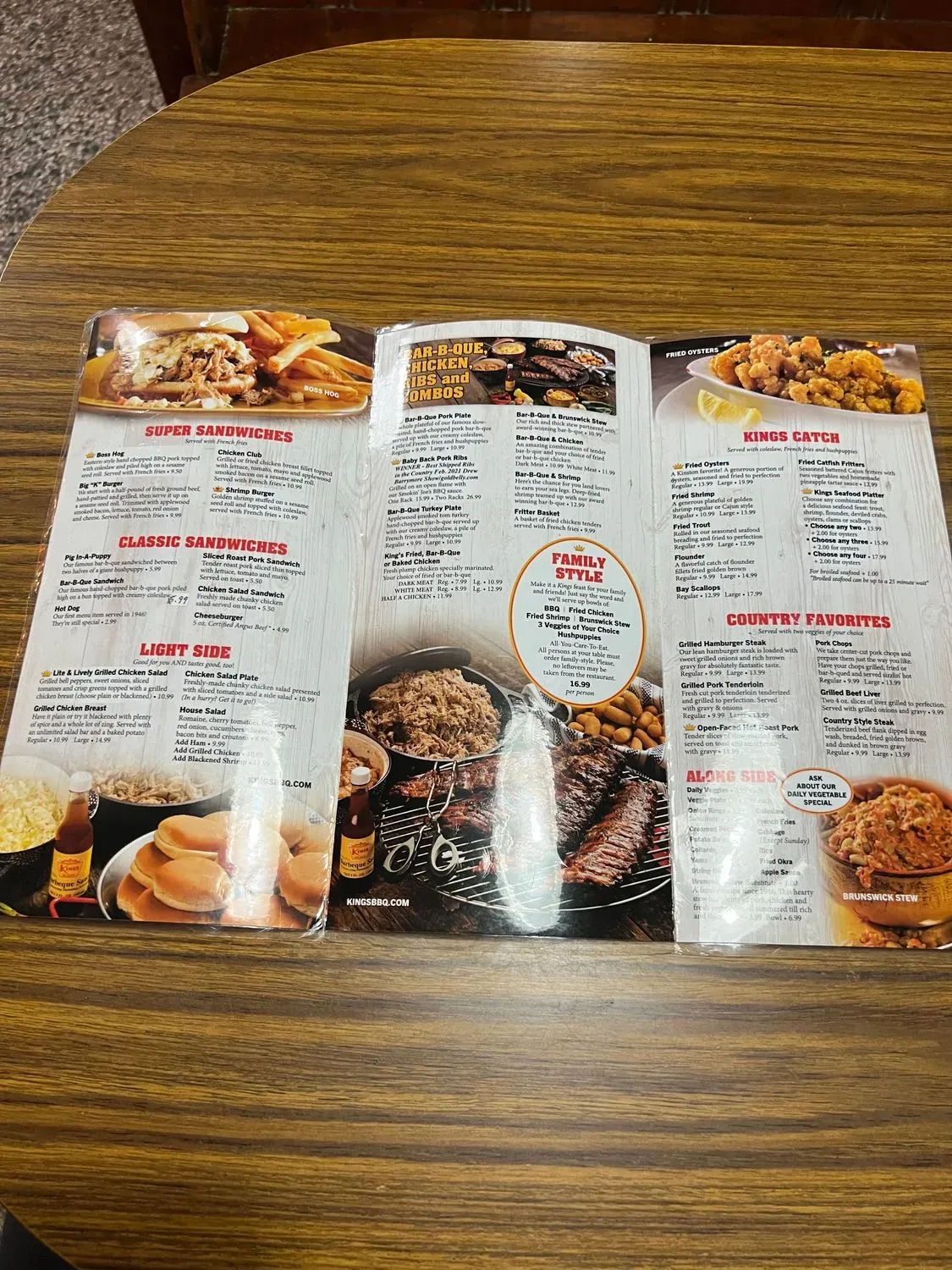 Kings Restaurant Menu - Updated October 2025