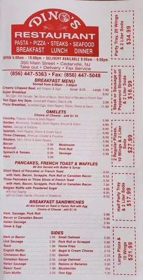 Mary's Restaurant Menu | Cedarville, NJ | Checkle