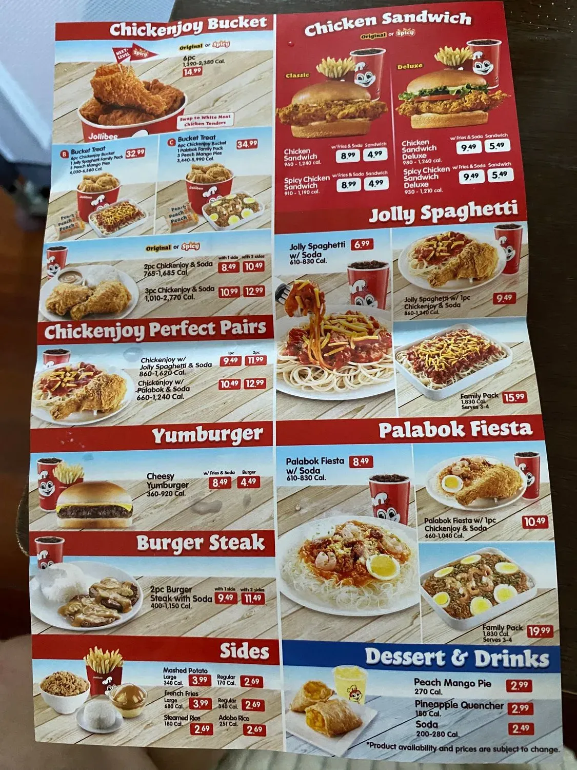 Jollibee Menu - Updated October 2025