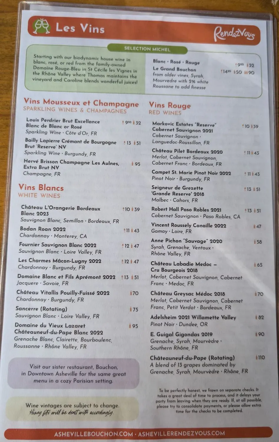 RendezVous Menu - Updated October 2025