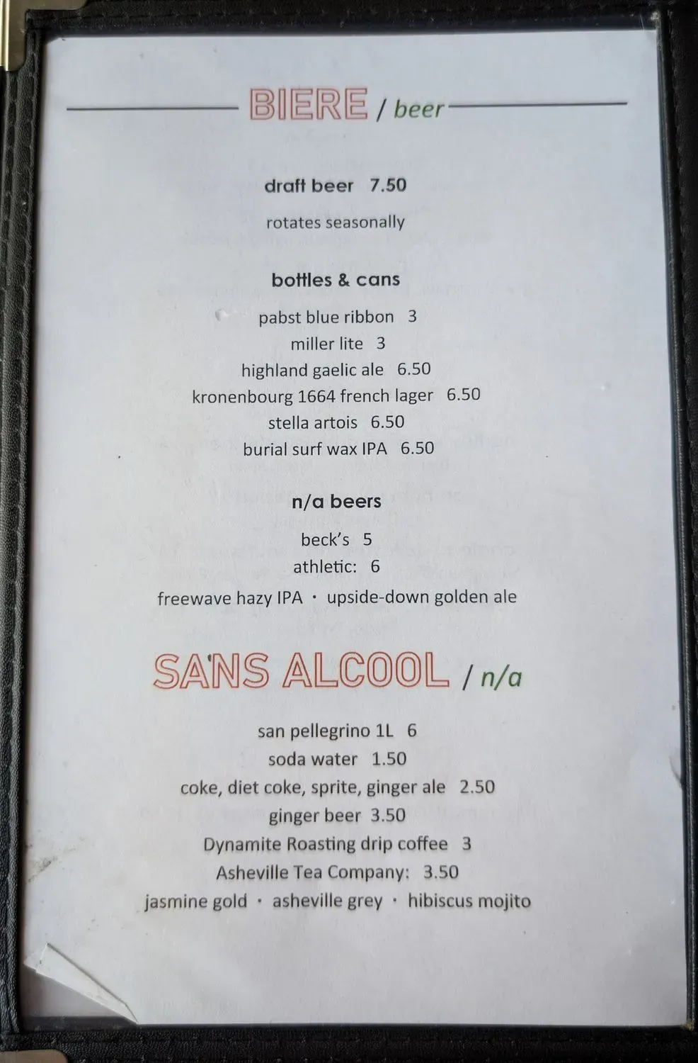 RendezVous Menu - Updated October 2025