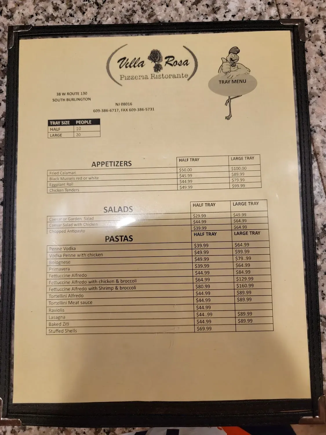 Villa Rosa Restaurant & Pizzeria Menu - Updated October 2025