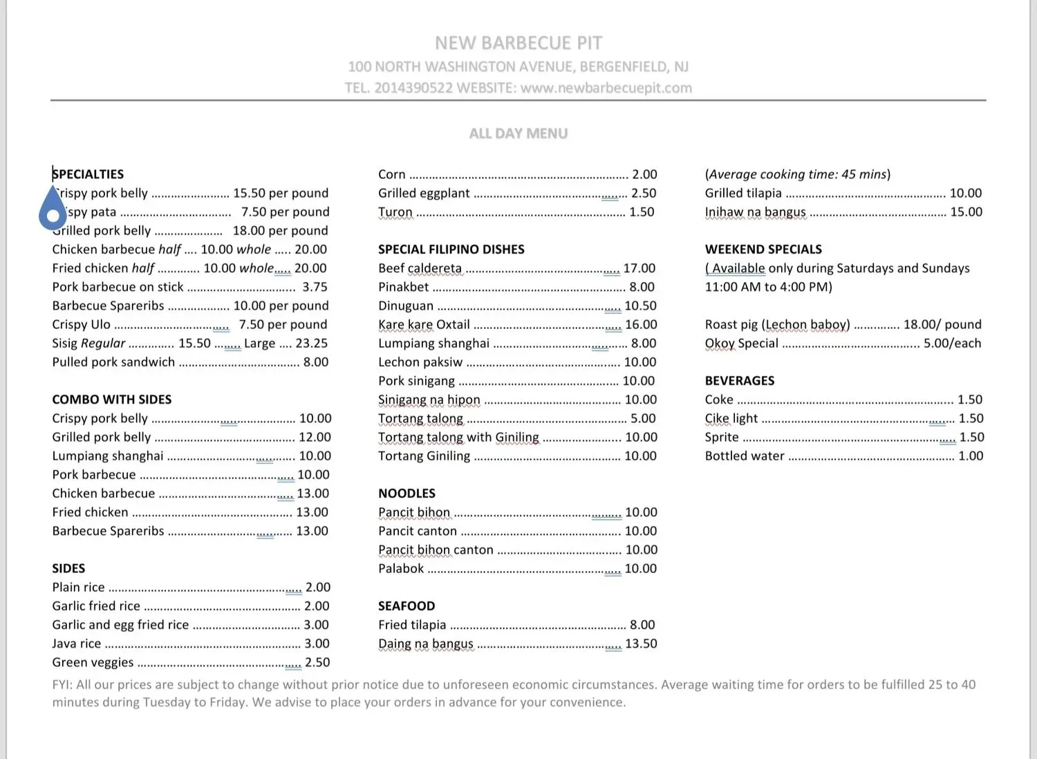 Menu 1