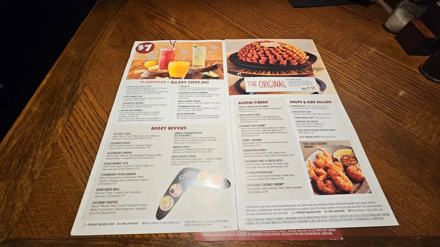 Outback Steakhouse Menu - Updated October 2025