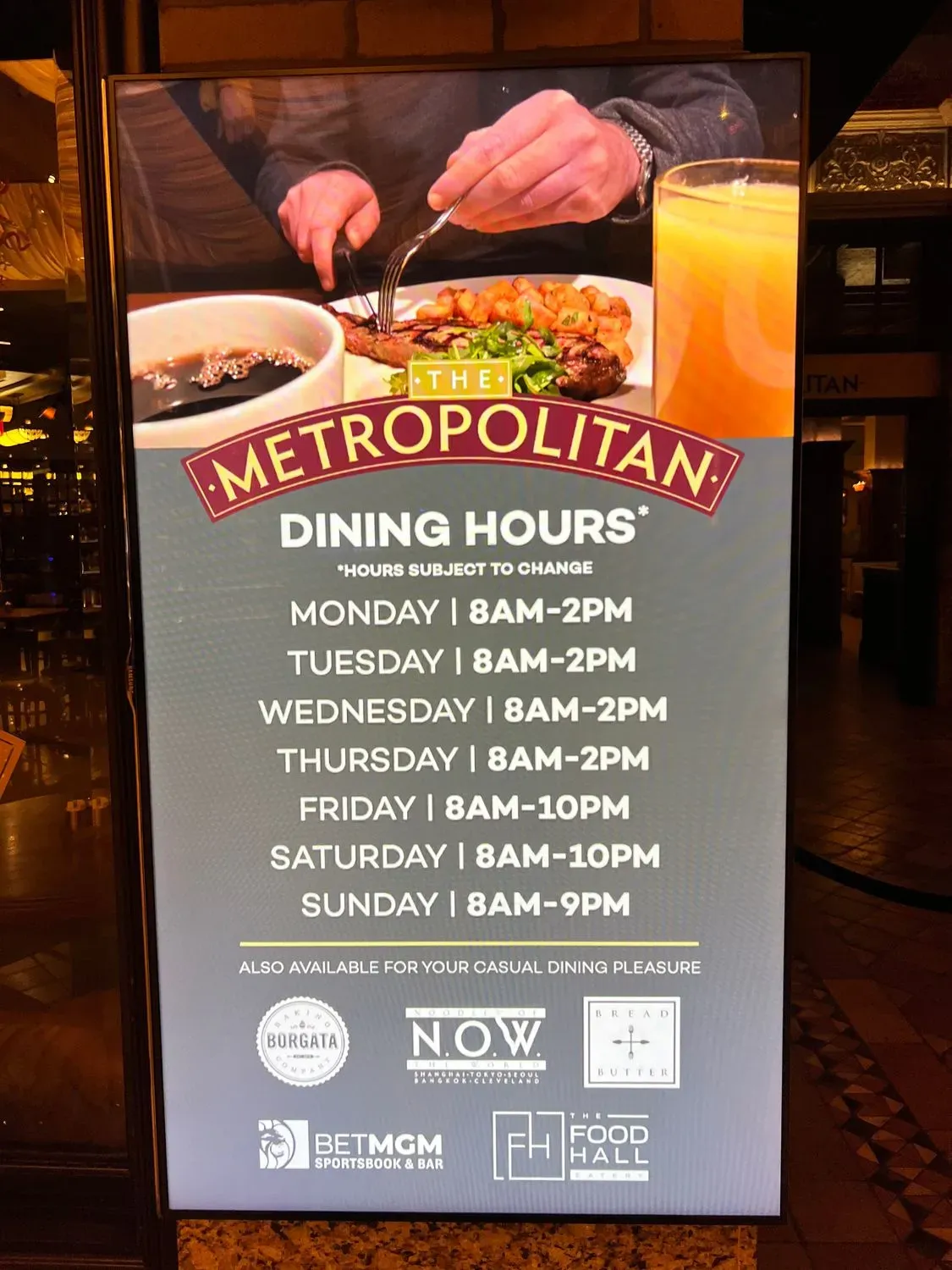 The Metropolitan Menu - Updated October 2025