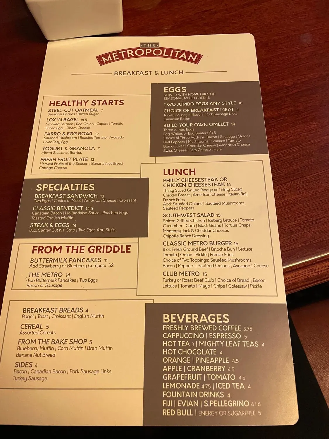 The Metropolitan Menu - Updated October 2025