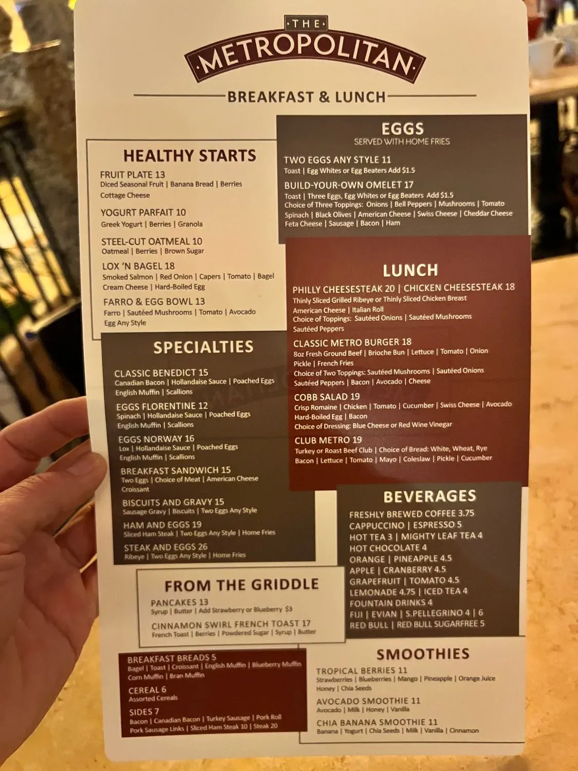 The Metropolitan Menu - Updated October 2025