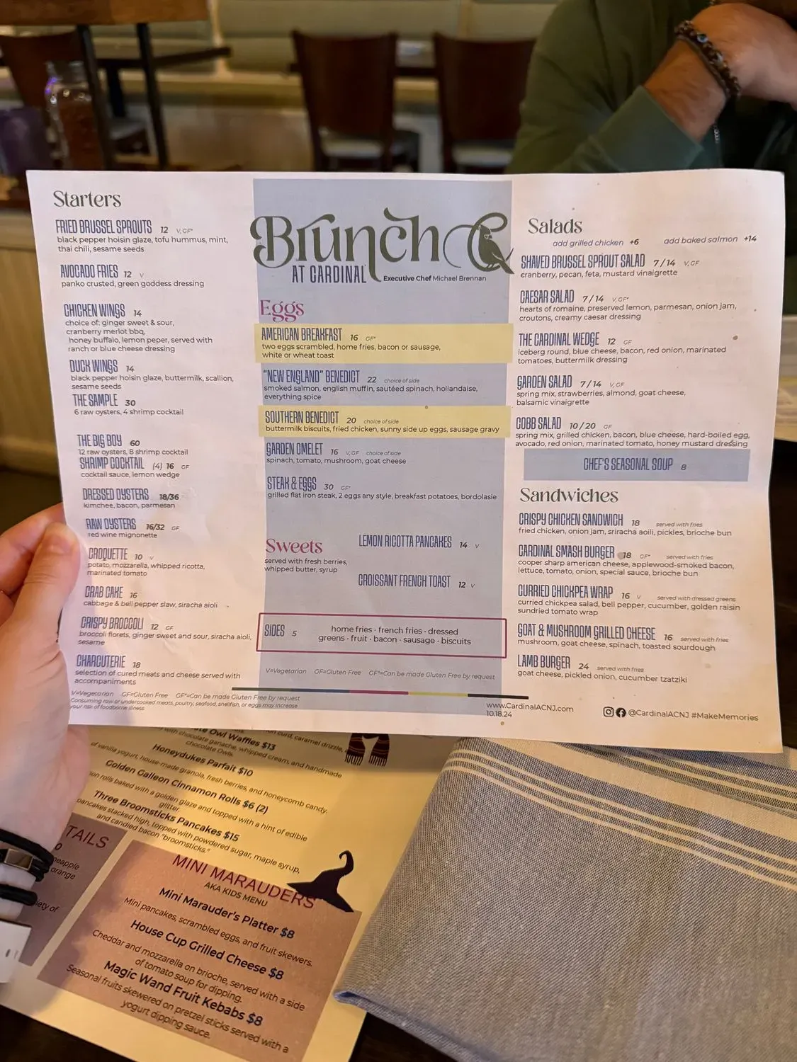 Cardinal Menu - Updated October 2025