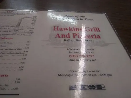 Hawkins grill 2025 sanford nc menu