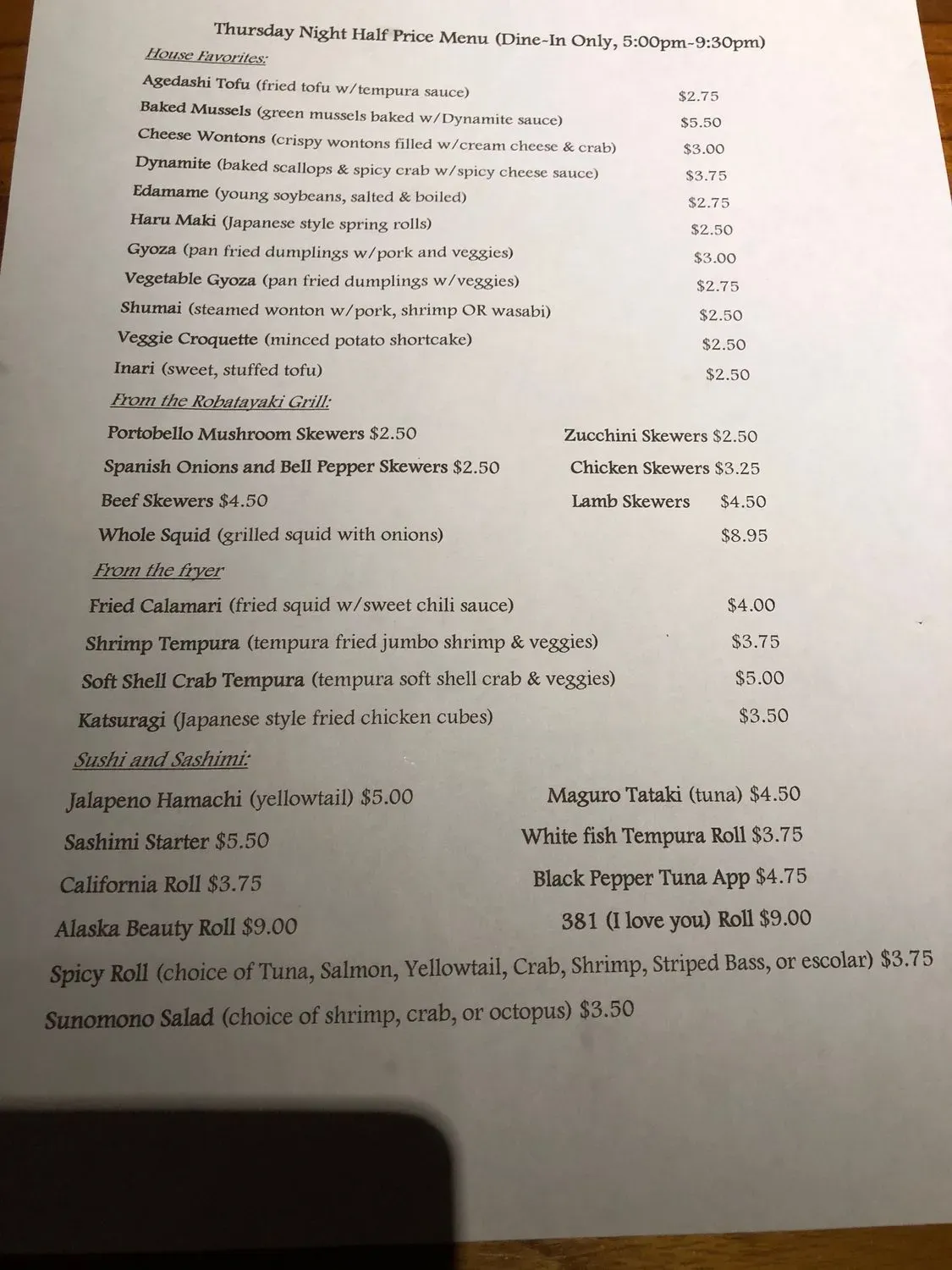 Menu 5