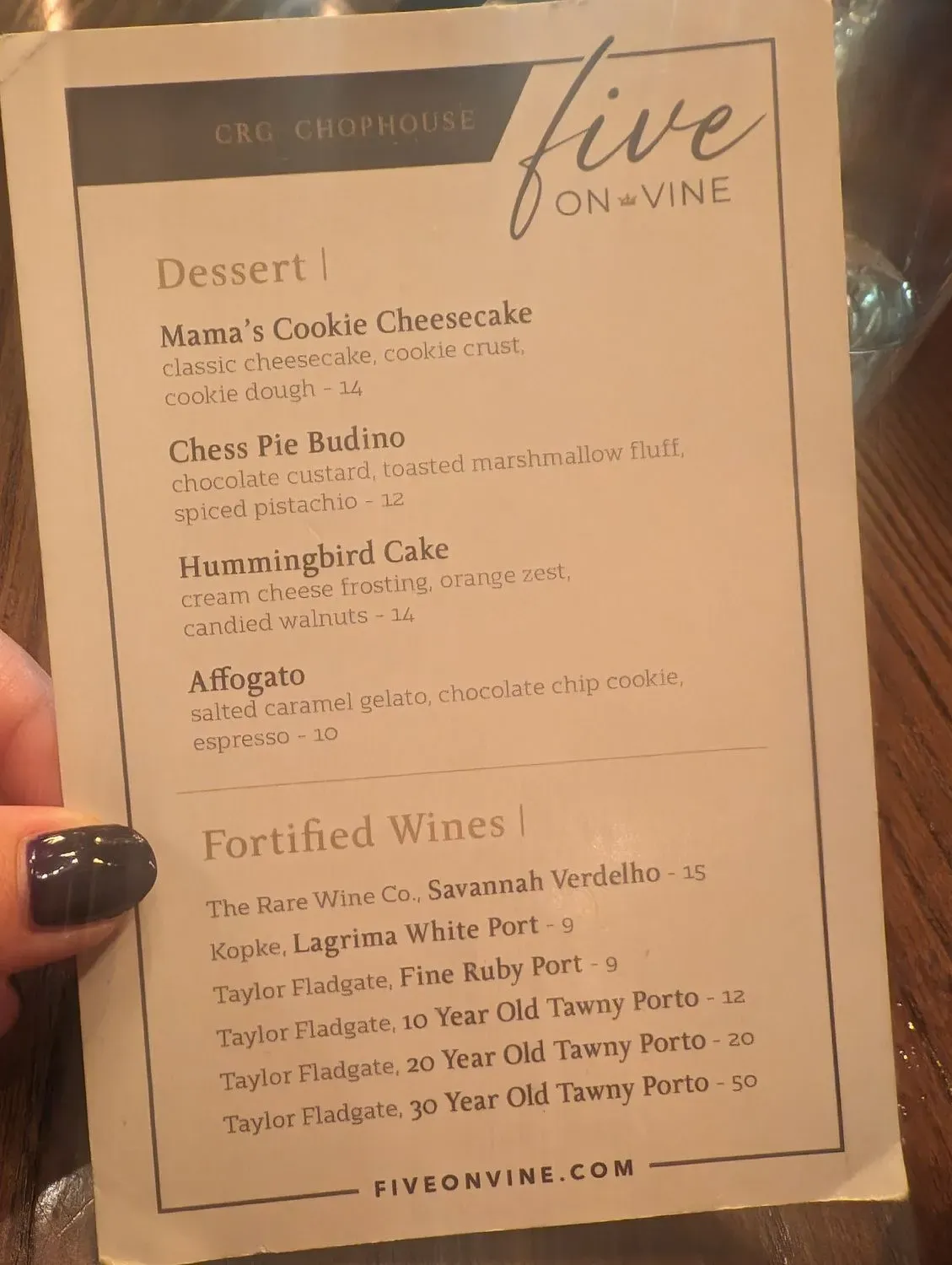 Five Kitchen & Bar Menu - Updated October 2025