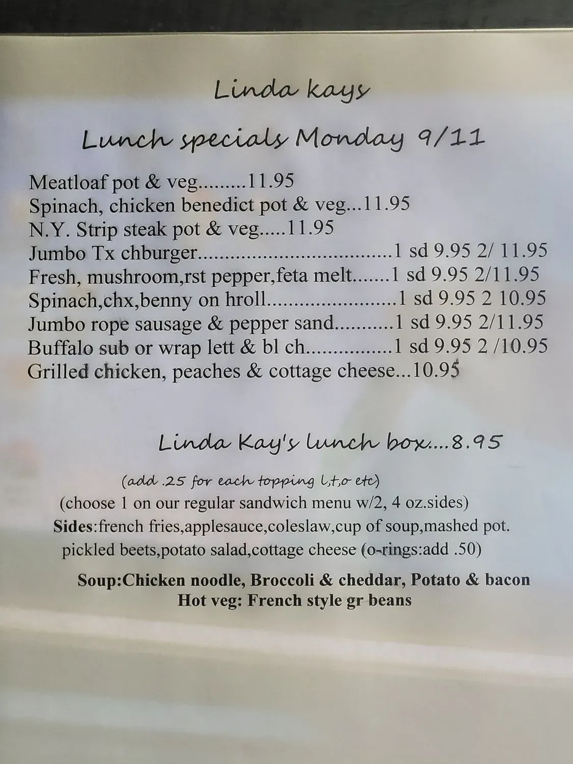 Linda Kay's Ole Green Ridge Diner Menu - Updated October 2025