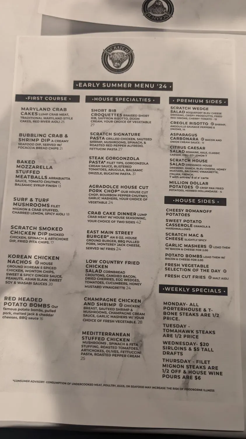 Scratch Steakhouse And Lounge Menu - Updated October 2025