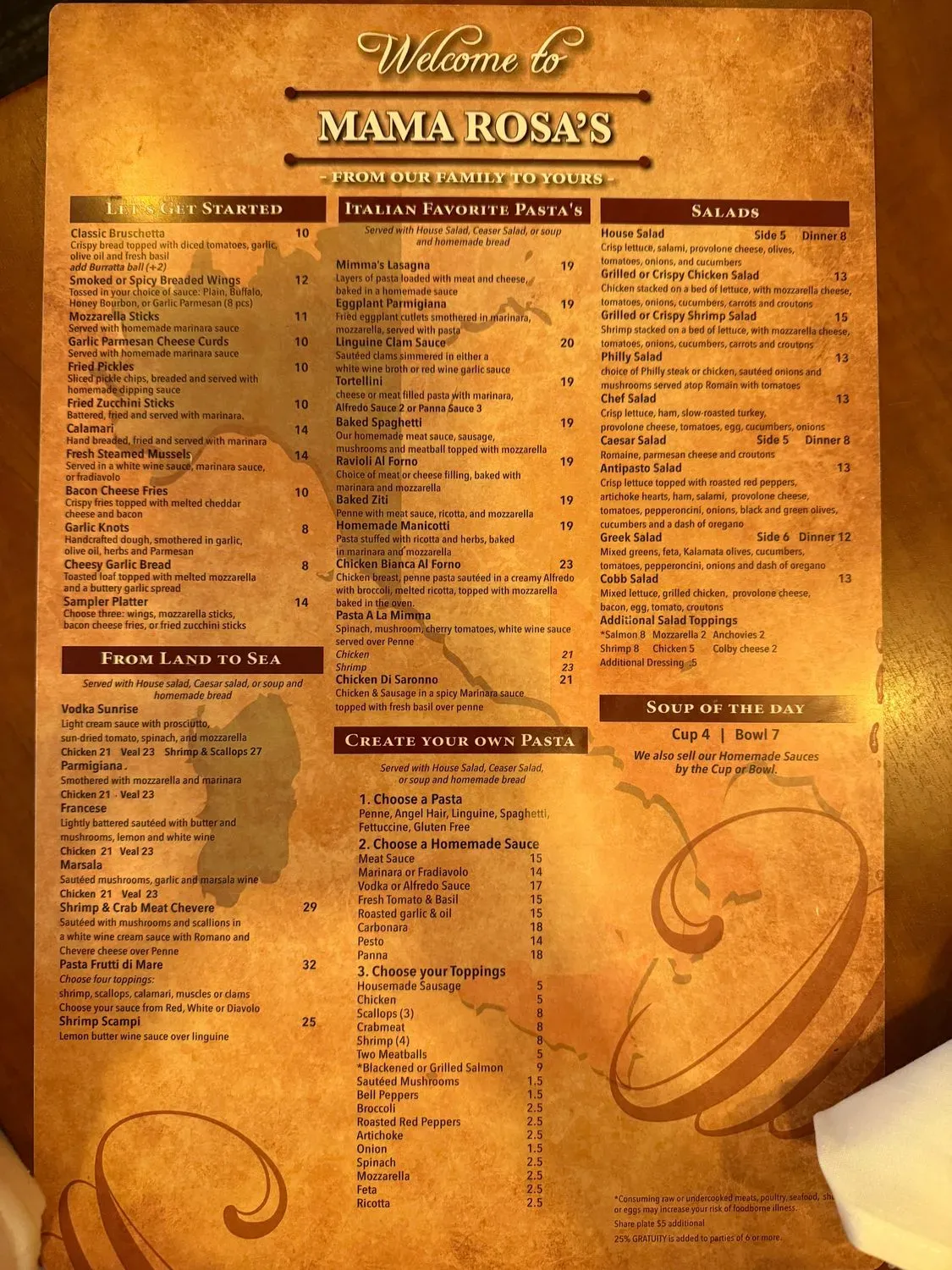 Mama Rosa's Italian Family Restaurant Menu - Updated October 2025