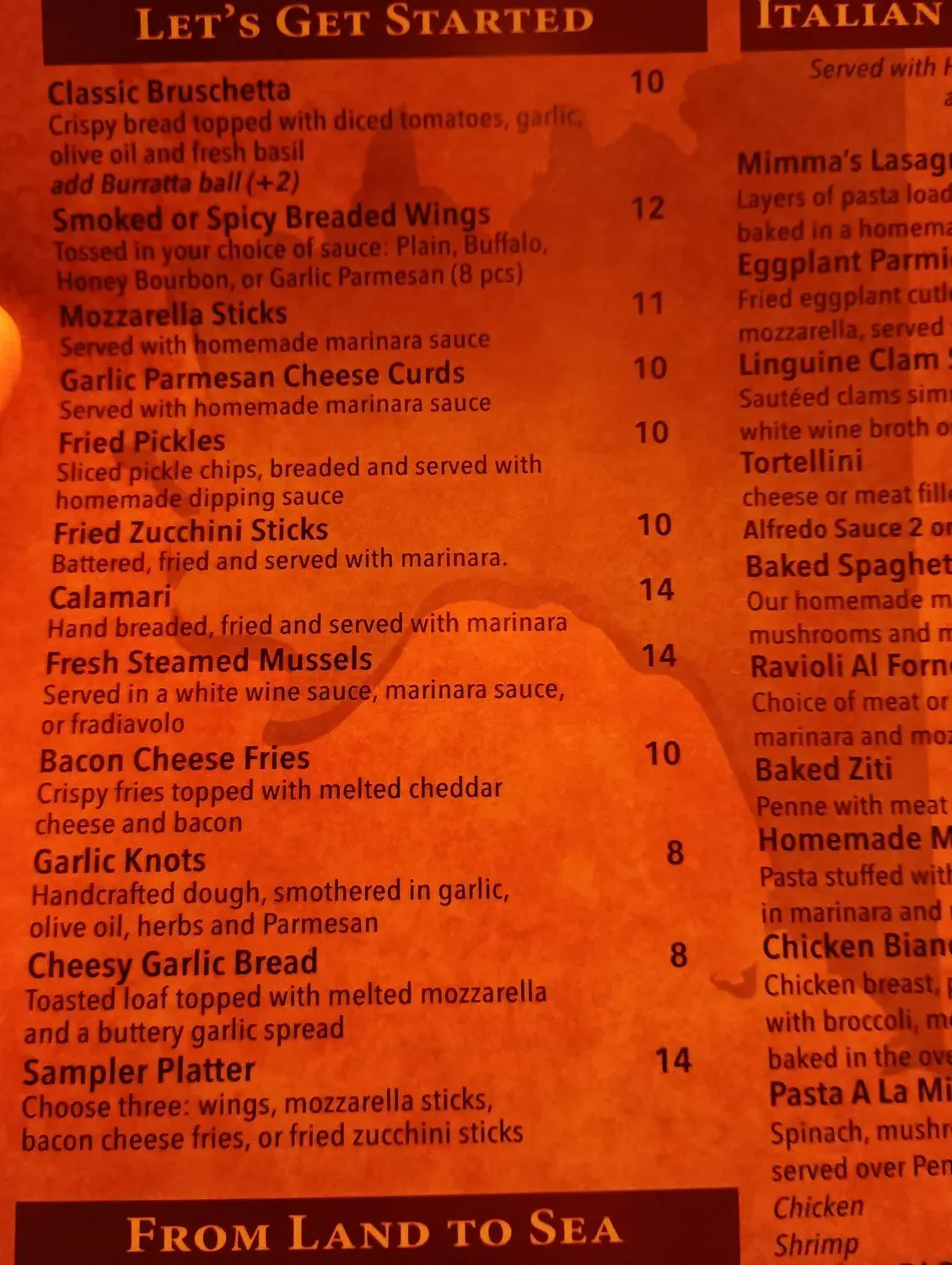 Mama Rosa's Italian Family Restaurant Menu - Updated October 2025