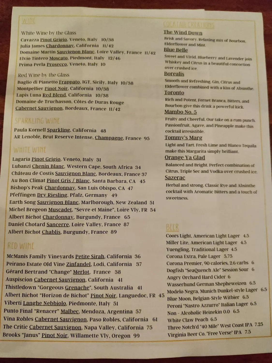 Menu 5