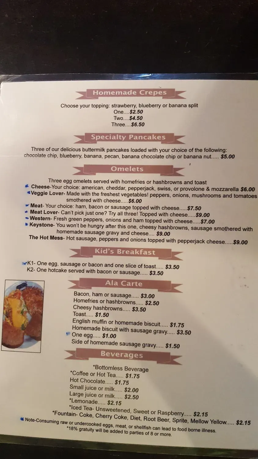 Keystone Kitchen Menu - Updated October 2025