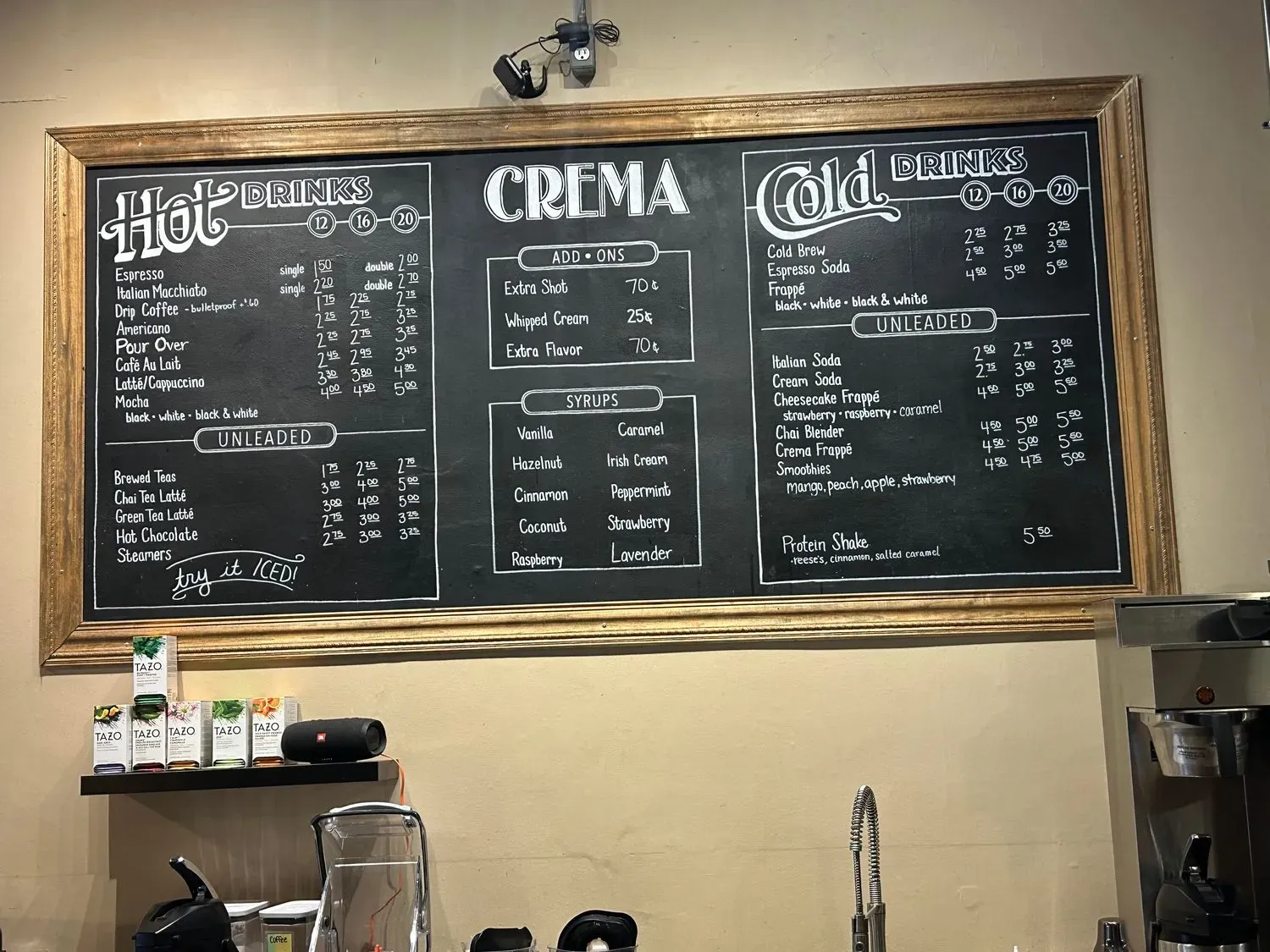 Crema Coffee Bar and Catering Menu - Updated October 2025