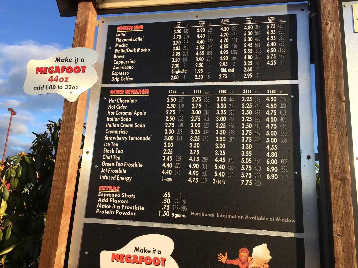 BigFoot Java Menu - Updated October 2025