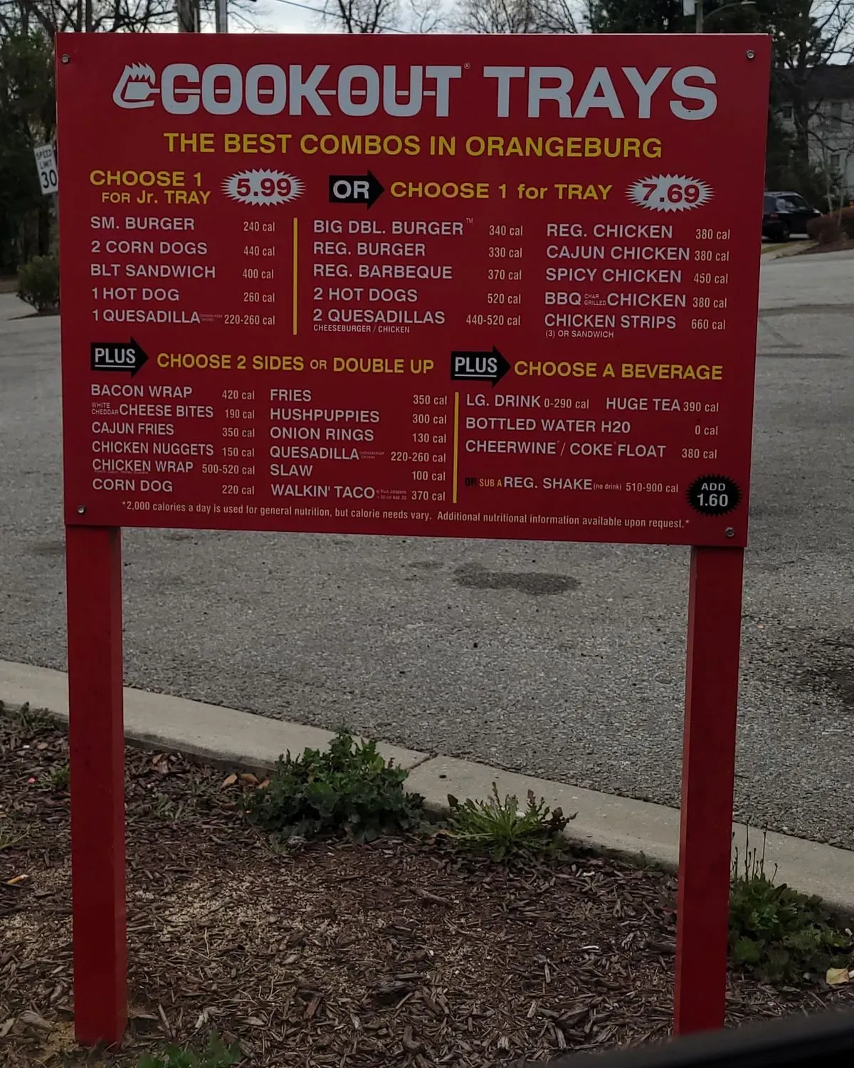 Cook Out Menu - Updated October 2025