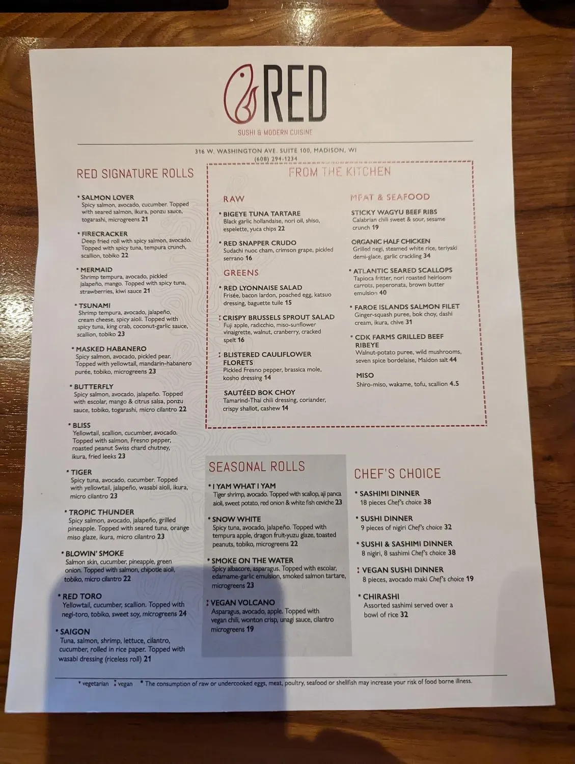 RED Menu - Updated October 2025