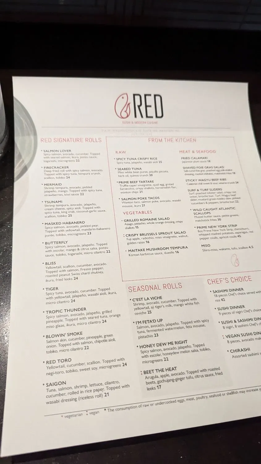 RED Menu - Updated October 2025