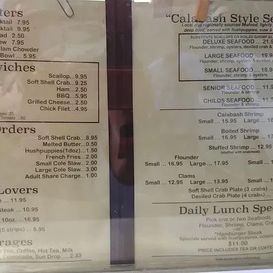 Calabash Seafood Hut Menu | Calabash, NC | Checkle